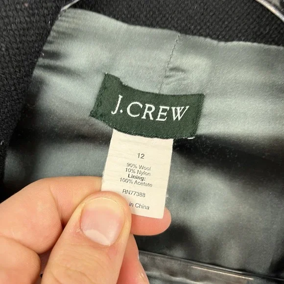 J. Crew Women's Coat Double Breasted Pea Coat‎ Wool Size 12 Black Jacket - Picture 4 of 8